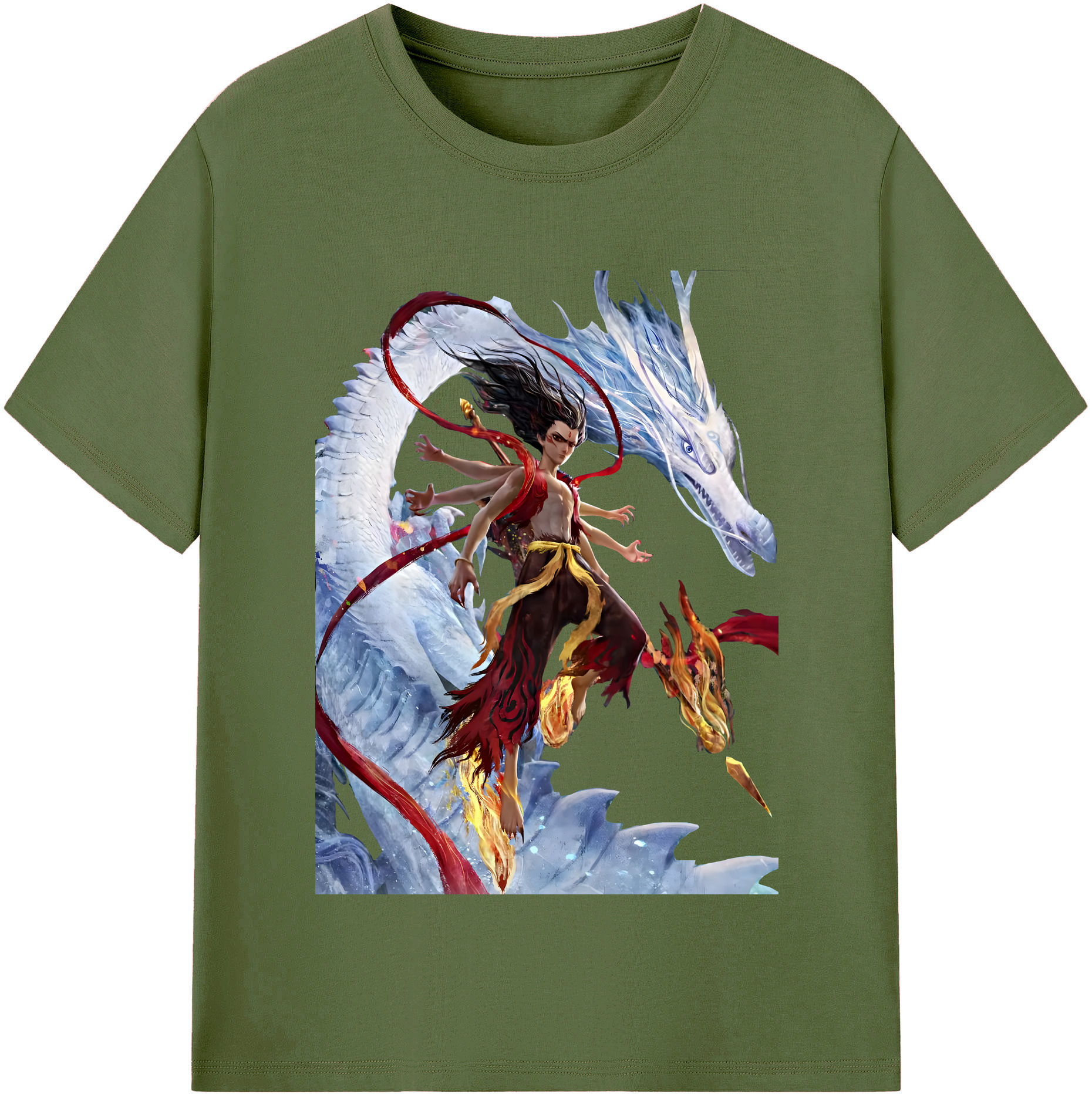 （画像用） Ne Zha 2 ナタ 魔童の大暴れ 綿100％半袖Tシャツ（フロントプリント）